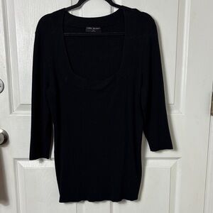 Lane Bryant Black ribbed scoop square neck top size 18/20